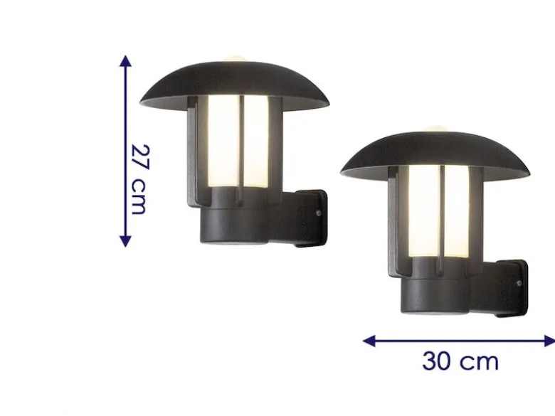 2er Set Außenwandleuchte HEIMDAL, Aluminium schwarz / Glas opal, E27 Fassung
