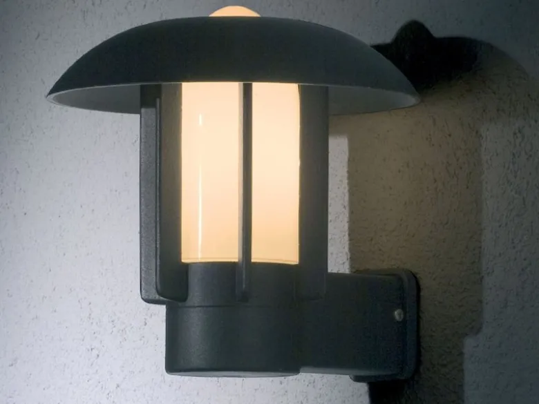 2er Set Außenwandleuchte HEIMDAL, Aluminium schwarz / Glas opal, E27 Fassung
