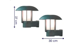 2er Set Außenwandleuchte HEIMDAL, Aluminium Silbergrau/ Glas opal, E27 Fassung