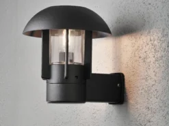 2er Set Außenwandleuchte HEIMDAL, Aluminium schwarz / Glas klar, E27 Fassung