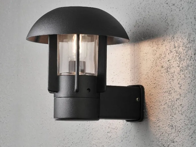 2er Set Außenwandleuchte HEIMDAL, Aluminium schwarz / Glas klar, E27 Fassung