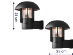 2er Set Außenwandleuchte HEIMDAL, Aluminium schwarz / Glas klar, E27 Fassung