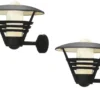 2er Set Außenwandleuchte Laterne GEMINI schwarz Opalglas, Hausbeleuchtung modern