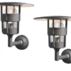2er Set Außenwandleuchte / Laterne FREJA, Alu schwarz, Hausbeleuchtung modern