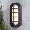 2er Set Außenwandleuchte LOKE mit Steckdose, Alu schwarz, Acrylglas opal