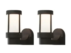2er SET Außenwandleuchten aus Aluminium Schwarz mit Acrylglas, Höhe 23,5cm