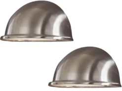 2er Set Außenwandleuchten Downlight TORINO in Edelstahl, Hausbeleuchtung