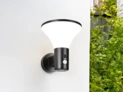 2er SET Außenwandleuchten mit Solar und Strom, Hybrid mit Bewegungsmelder