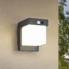 2er SET Außenwandleuchten mit Solar und Strom, Hybrid mit Bewegungsmelder