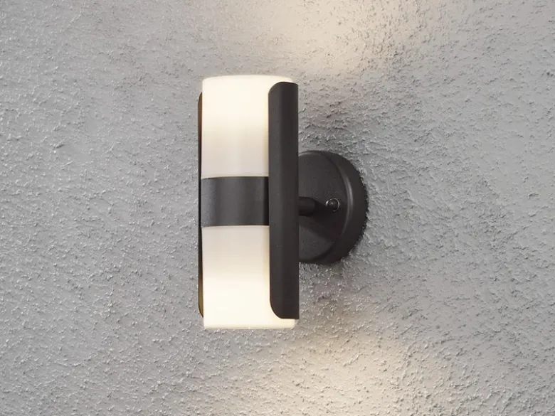 2er Set Außenwandleuchten MODENA schwarz opal, Uplight / Downlight, IP54