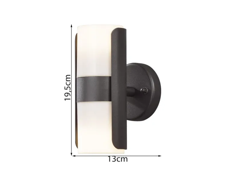 2er Set Außenwandleuchten MODENA schwarz opal, Uplight / Downlight, IP54