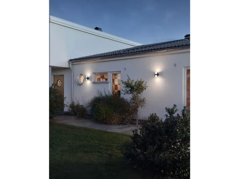 2er Set Außenwandleuchten MODENA schwarz opal, Uplight / Downlight, IP54