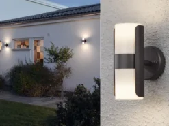 2er Set Außenwandleuchten MODENA schwarz opal, Uplight / Downlight, IP54