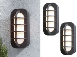 2er Set Außenwandleuchte / Wandlampe LOKE, Alu schwarz lackiert, Acrylglas opal