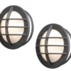 2er Set Außenwandleuchte / Wandlampe ODEN 31cm, Alu schwarz, Acrylglas weiß