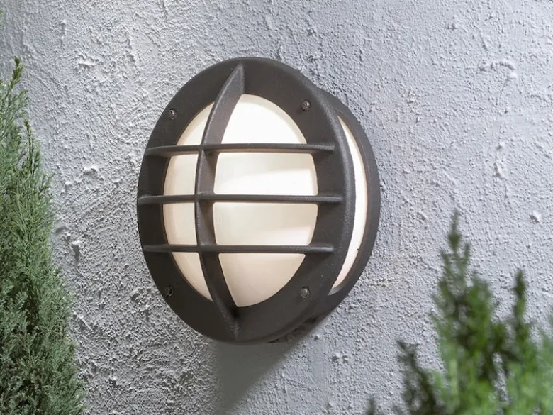 2er Set Außenwandleuchte / Wandlampe ODEN 31cm, Alu schwarz, Acrylglas weiß