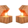 2-er SET aufklappbare LED Tischleuchten aus Holz Natur, Höhe 16cm