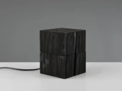 2-er SET aufklappbare LED Tischleuchten aus Holz Schwarz, Höhe 16cm
