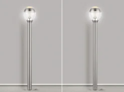 2er Set ausgefallene LED Wegeleuchten aus Edelstahl in Silber, Höhe 99cm
