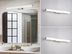 2er SET Bad Spiegelleuchten mit Schalter, Licht neutralweiß, Breite 60cm