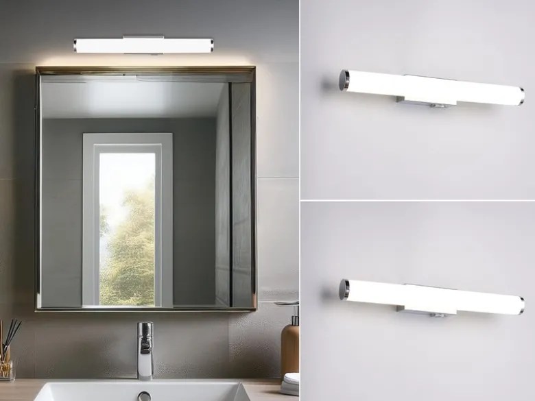 2er SET Bad Spiegelleuchten mit Schalter, Licht neutralweiß, Breite 40cm