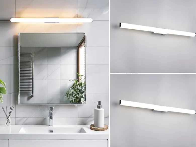 2er SET Bad Spiegelleuchten mit Schalter, Licht neutralweiß, Breite 80cm