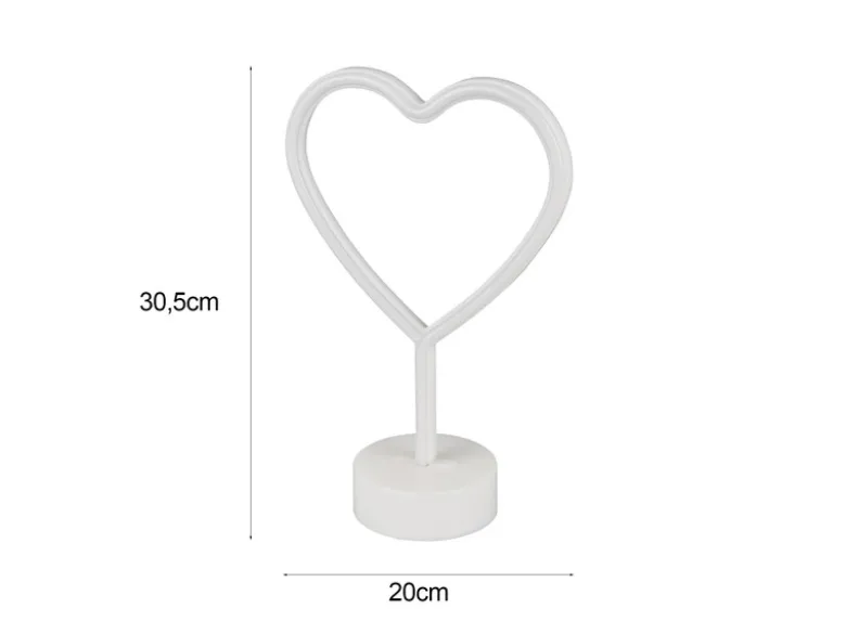 2er SET Deko LED Tischleuchte Herz, Batterie- oder USB betrieben, Höhe 30cm