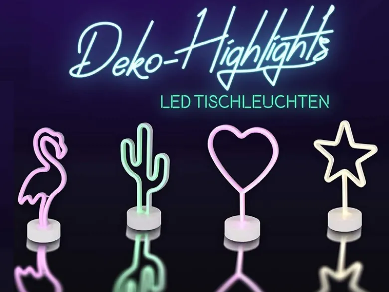2er SET Deko LED Tischleuchte Herz, Batterie- oder USB betrieben, Höhe 30cm