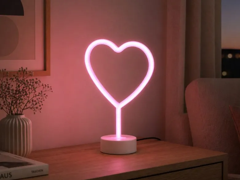 2er SET Deko LED Tischleuchte Herz, Batterie- oder USB betrieben, Höhe 30cm