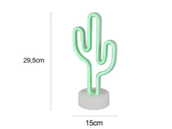 2er SET Deko LED Tischleuchte Kaktus Batterie- oder USB betrieben, Höhe 29cm