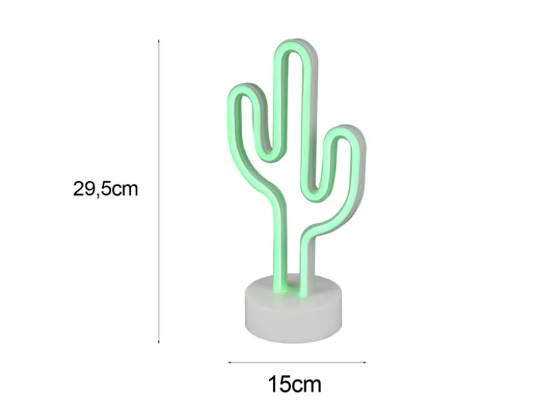 2er SET Deko LED Tischleuchte Kaktus Batterie- oder USB betrieben, Höhe 29cm