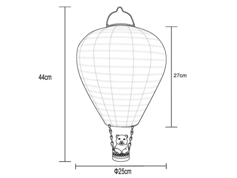 2er Set Deko Solarleuchten mit buntem Heißluftballon & Bär im Korb, Höhe 44cm