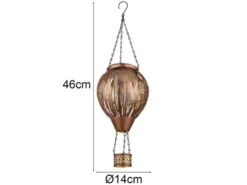 2er Set Deko Solarleuchten mit Heißluftballon Metall Kupfer innen Gold, H: 46cm