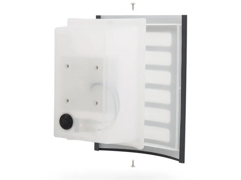 2er Set dezente LED Außenwandleuchte mit grauem Edelstahlcover, IP44, 20 x 15 cm