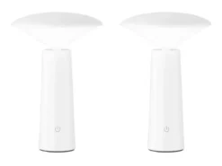 2er SET dimmbare Akku Outdoor Tischlampen, Weiß Höhe 21cm