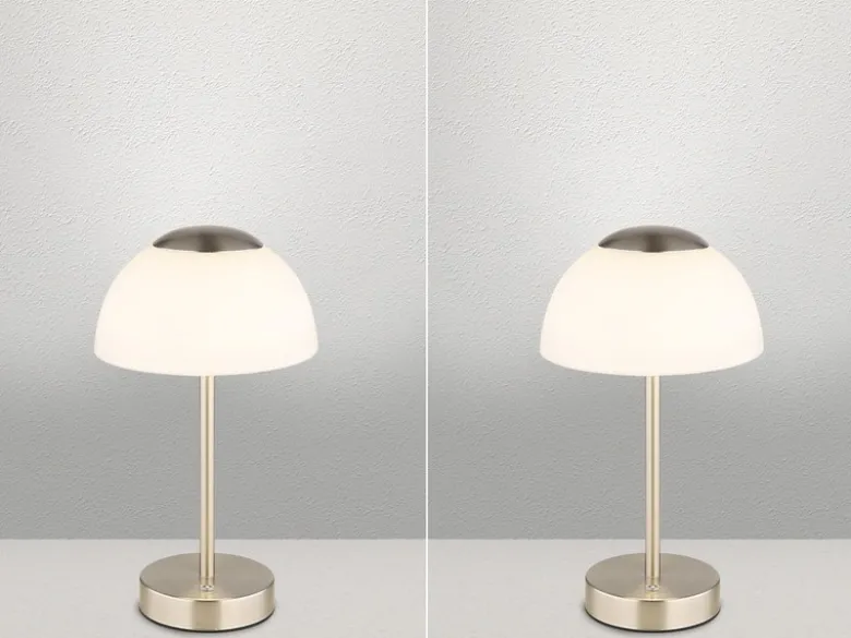 2er Set Dimmbare Akku Tischleuchten per USB aufladbar, Silber, Höhe 31cm
