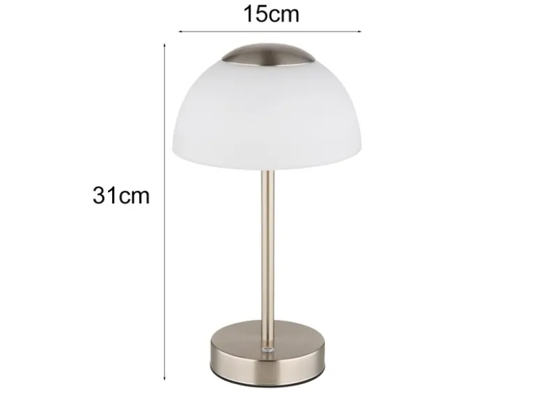 2er Set Dimmbare Akku Tischleuchten per USB aufladbar, Silber, Höhe 31cm