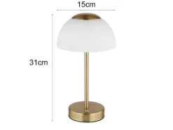 2er Set Dimmbare Akku Tischleuchten per USB aufladbar, Messing, Höhe 31cm
