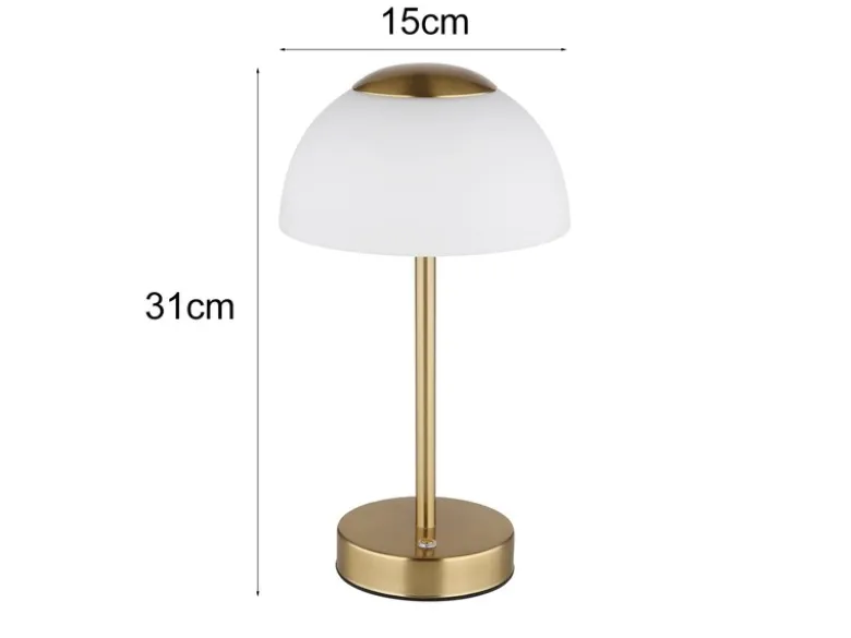 2er Set Dimmbare Akku Tischleuchten per USB aufladbar, Messing, Höhe 31cm