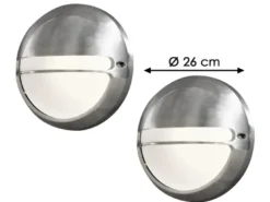 2er Set dimmbare Außenwandleuchte TORINO Aluminium / Acrylglas opal, Ø 26cm
