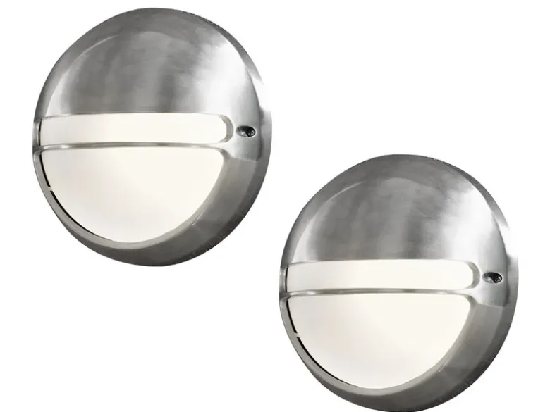 2er Set dimmbare Außenwandleuchte TORINO Aluminium / Acrylglas opal, Ø 26cm