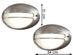 2er Set dimmbare Außenwandleuchte TORINO oval, Aluminium / Acrylglas opal