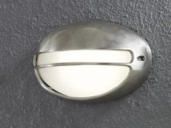 2er Set dimmbare Außenwandleuchte TORINO oval, Aluminium / Acrylglas opal