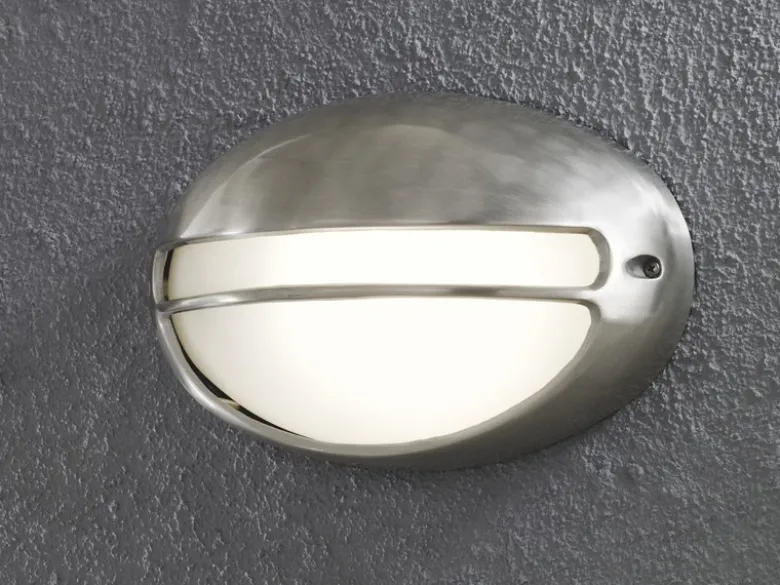 2er Set dimmbare Außenwandleuchte TORINO oval, Aluminium / Acrylglas opal