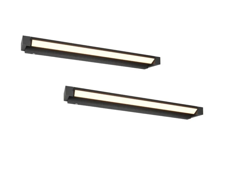 2er SET dimmbare LED Bad Spiegelleuchten schwenkbar, Schwarz Breite 80cm