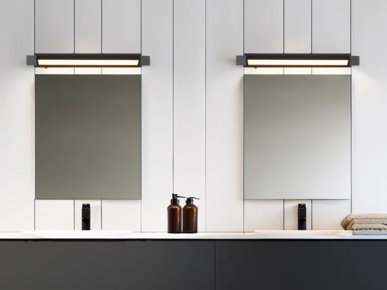 2er SET dimmbare LED Bad Spiegelleuchten schwenkbar, Schwarz Breite 50cm