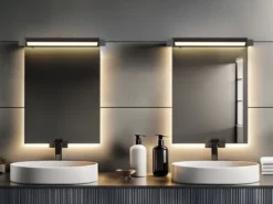 2er SET dimmbare LED Bad Spiegelleuchten schwenkbar, Schwarz Breite 50cm