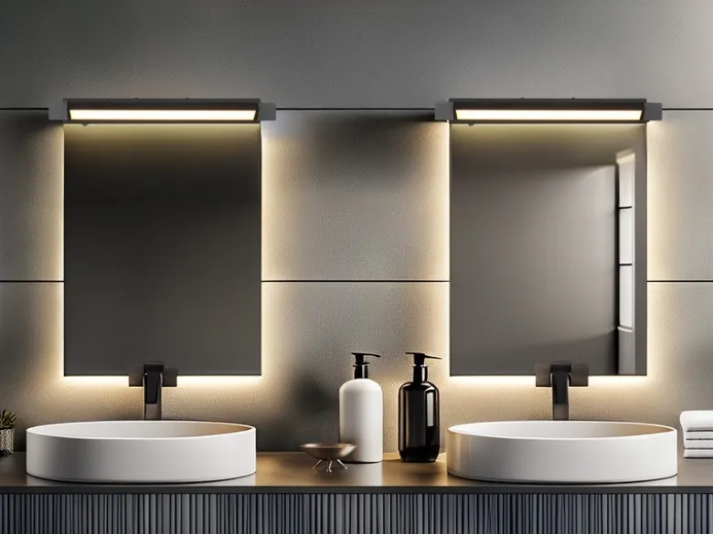 2er SET dimmbare LED Bad Spiegelleuchten schwenkbar, Schwarz Breite 50cm