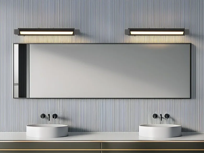 2er SET dimmbare LED Bad Spiegelleuchten schwenkbar, Schwarz Breite 50cm