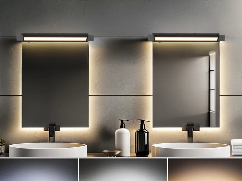 2er SET dimmbare LED Bad Spiegelleuchten schwenkbar, Schwarz Breite 50cm